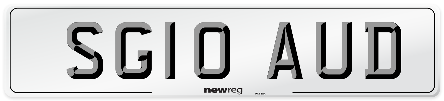 SG10 AUD Number Plate from New Reg